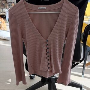 Reformation Mauve Ribbed Button-Down cardigan/ top. Size S
